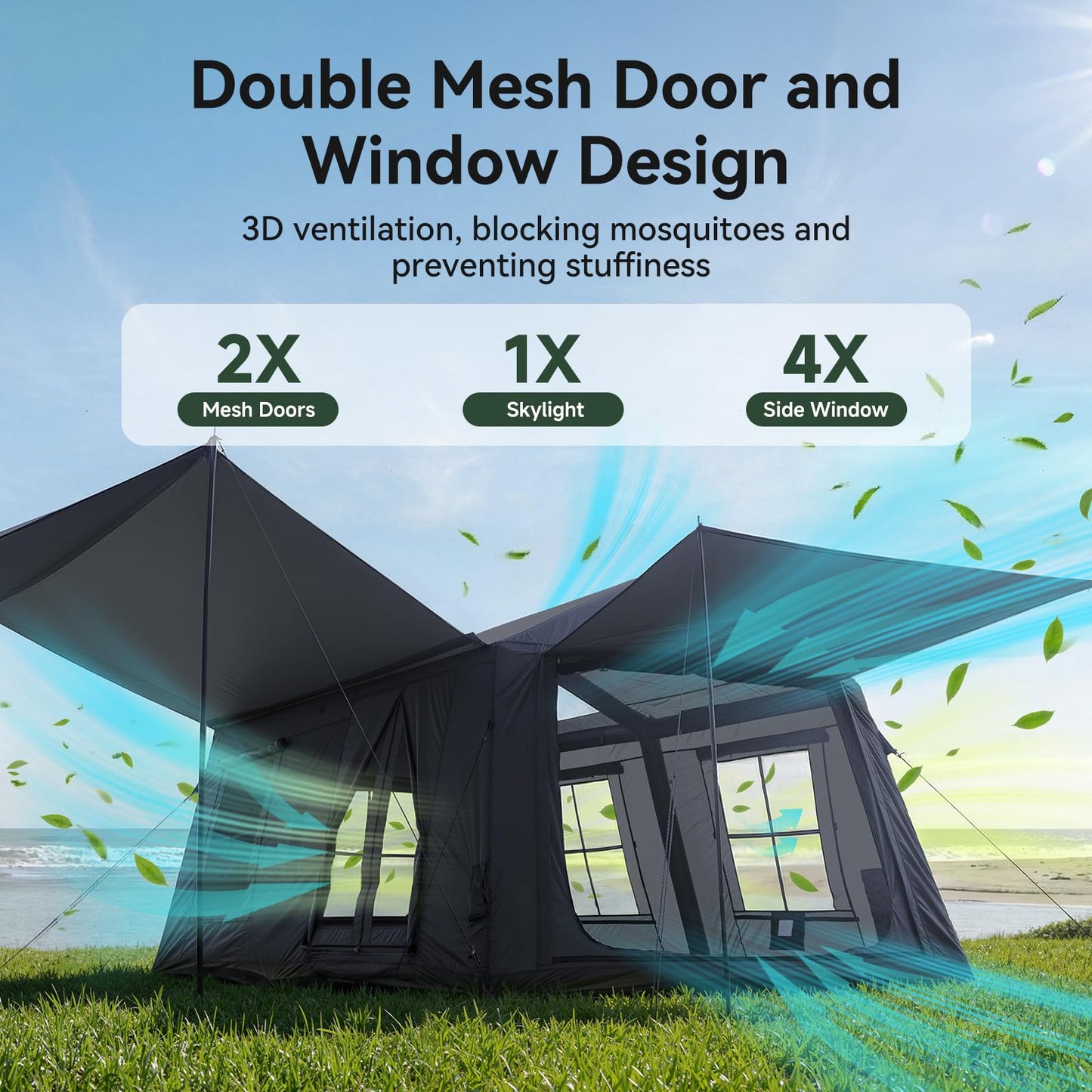 MOPHOTO Inflatable Tent 6-8 Person with Canopy, Grey