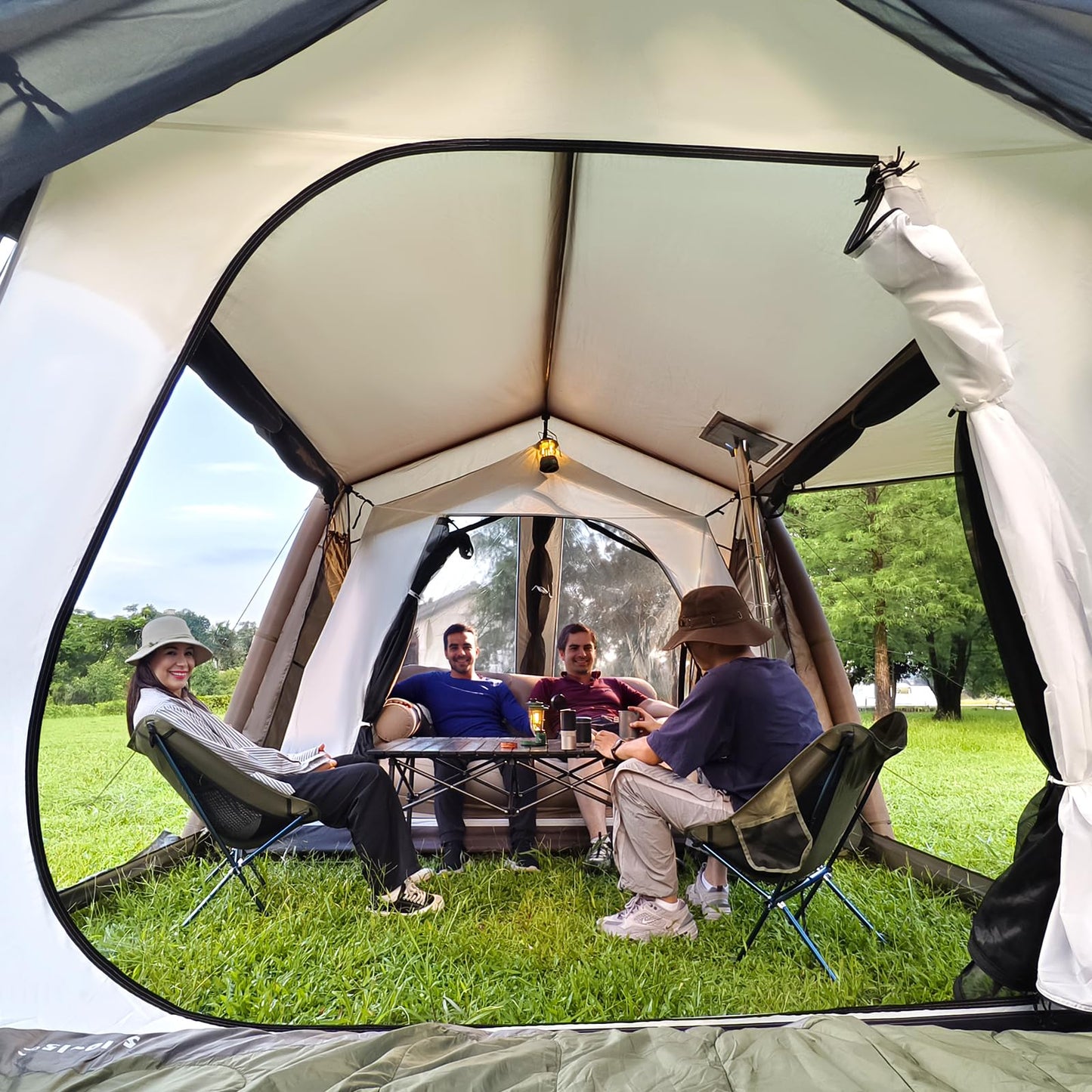 Night Cat 8 Man Inflatable Air Tent, 2 Bedroom, Green