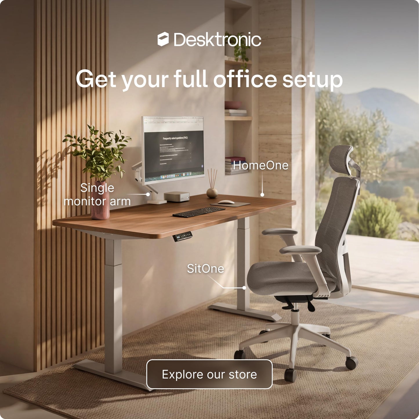 Desktronic HomeOne Standing Desk 160x80cm – Dual Motor Electric Height Adjustable Desk with USB & USB-C Charging, 3 Memory Presets & Touchscreen Controller – Home Office