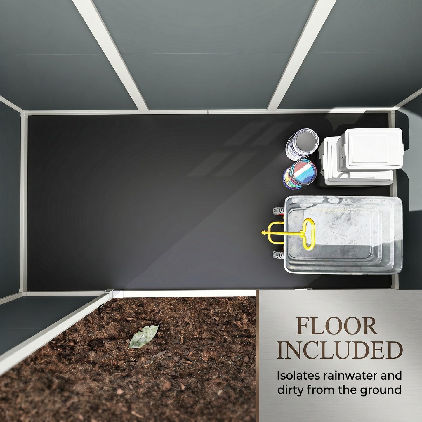 Outsunny 8 x 4 ft Resin Garden Shed Wood-Effect with Floor, Light Grey