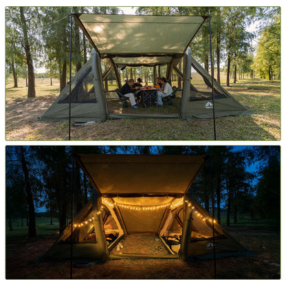 Night Cat 8 Man Inflatable Air Tent, 2 Bedroom, Green