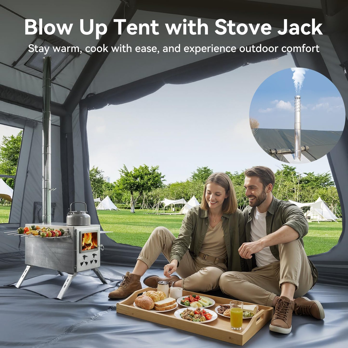 MOPHOTO Inflatable Tent 6-8 Person with Canopy, Grey