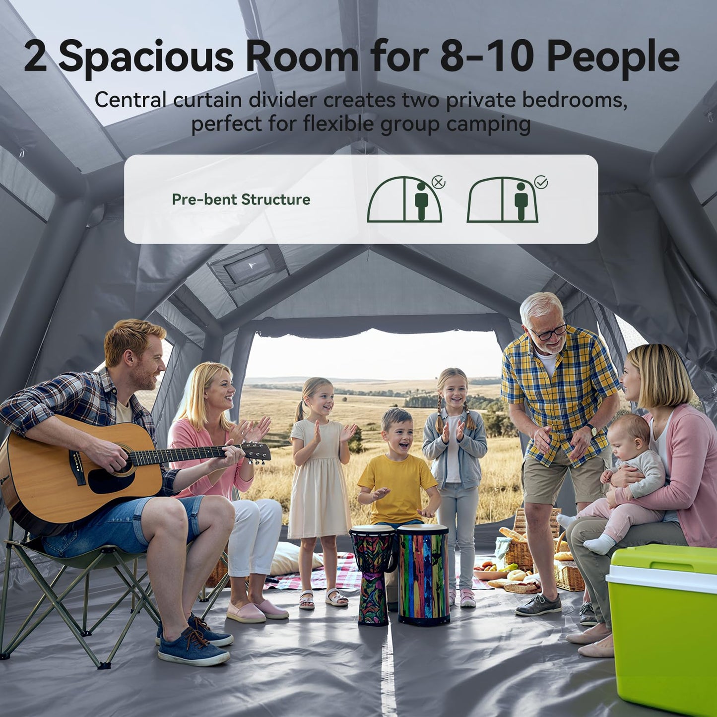 MOPHOTO Inflatable Tent 6-8 Person with Canopy, Grey