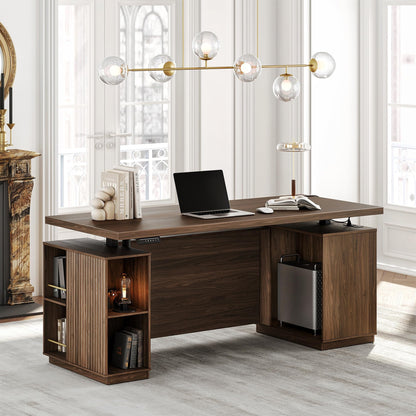 HUANUO 178×76cm Electric Standing Desk with Storage for Home Office