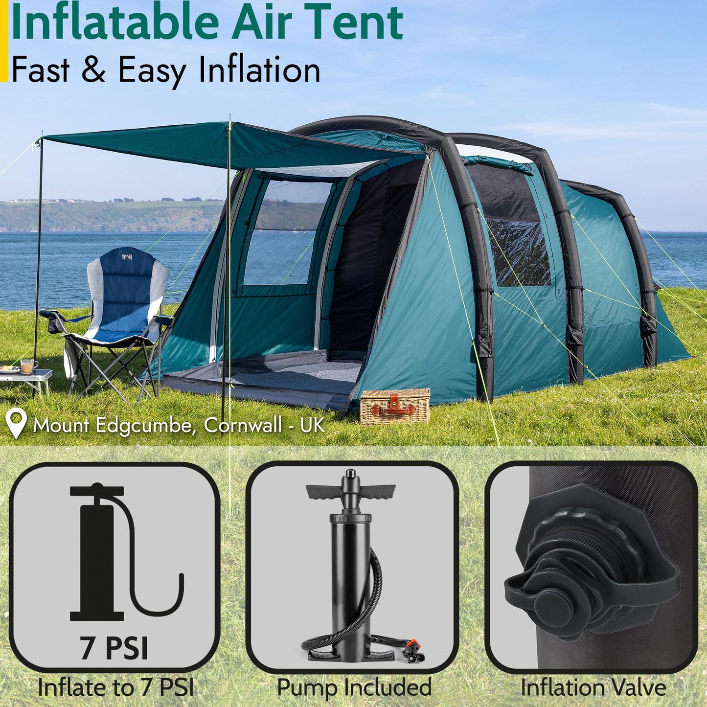 Trail Brazen 4 Man Air Tent, Dark Zone Bedroom, 5000mm
