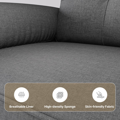Xbro 2-Seater Sofa, Small Couch 2-Seater with Armrest and Side Pocket, Modern Fabric Couch for Living Room, Home, Office, Easy Assembly, 145 x 77 x 77 cm