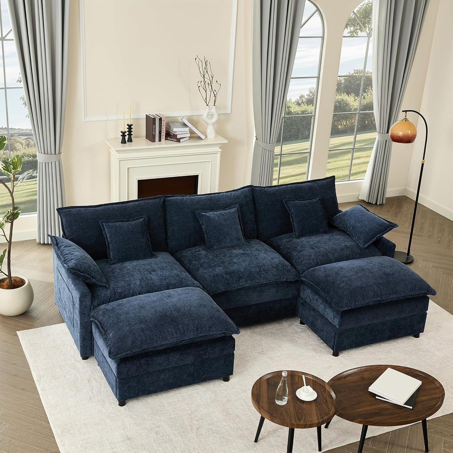 The Haven 108" U-Shaped Modular Cloud Sofa – Deep Seat Chenille Sectional