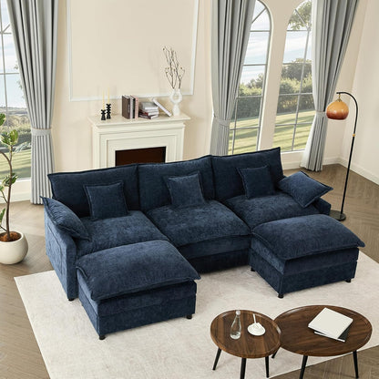 The Haven 108" U-Shaped Modular Cloud Sofa – Deep Seat Chenille Sectional