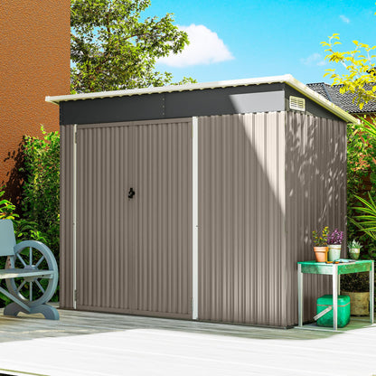 Outsunny 7.5 x 4.3ft Metal Garden Storage Shed Waterproof Vents Light Grey