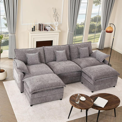 The Haven 108" U-Shaped Modular Cloud Sofa – Deep Seat Chenille Sectional