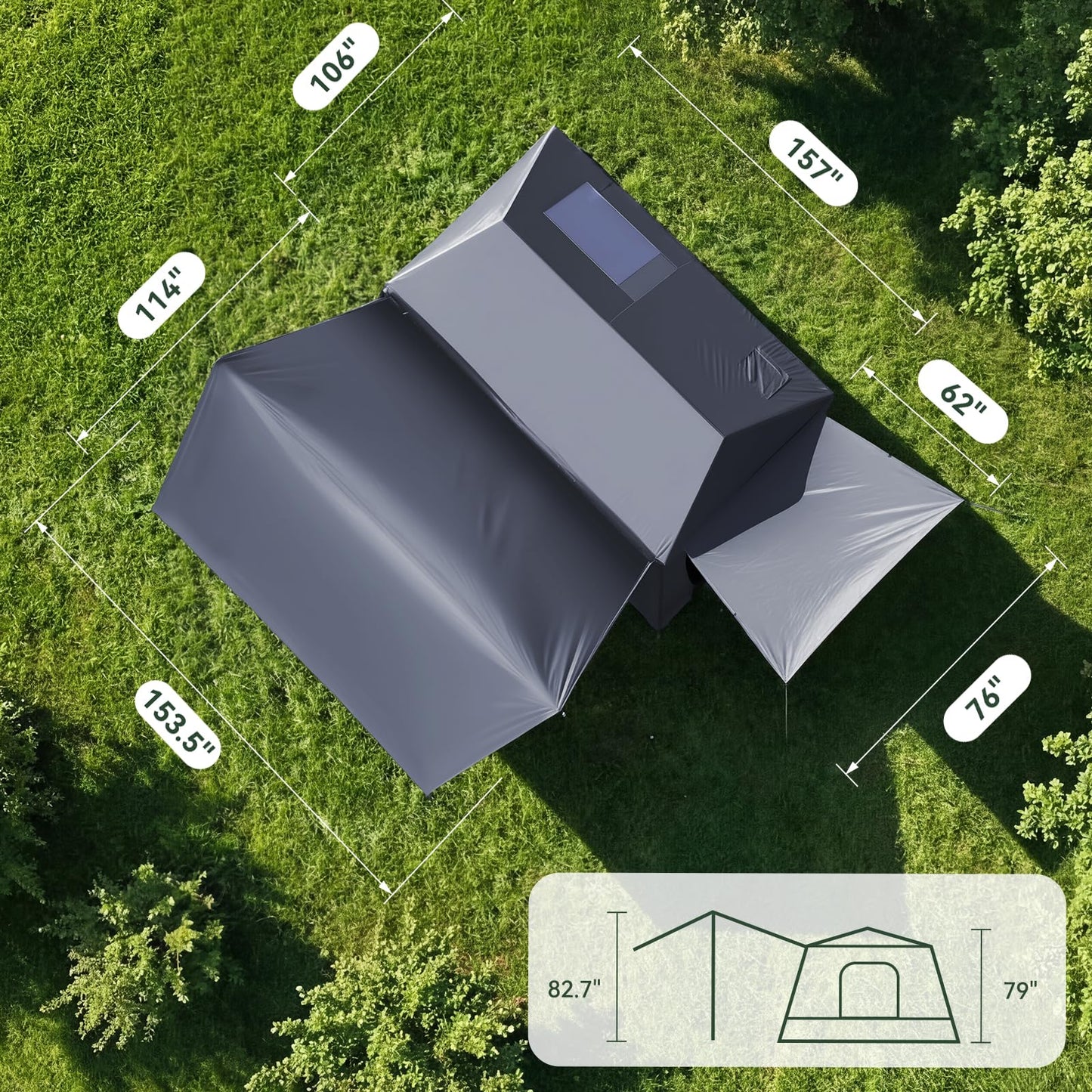 MOPHOTO Inflatable Tent 6-8 Person with Canopy, Grey