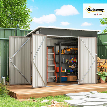 Outsunny 7.5 x 4.3ft Metal Garden Storage Shed Waterproof Vents Light Grey